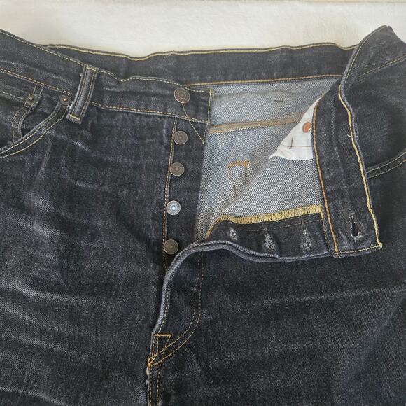 Levi's 501 Jeans Mens 40x38 Button Fly Black Denim 0711 - Picture 3 of 13